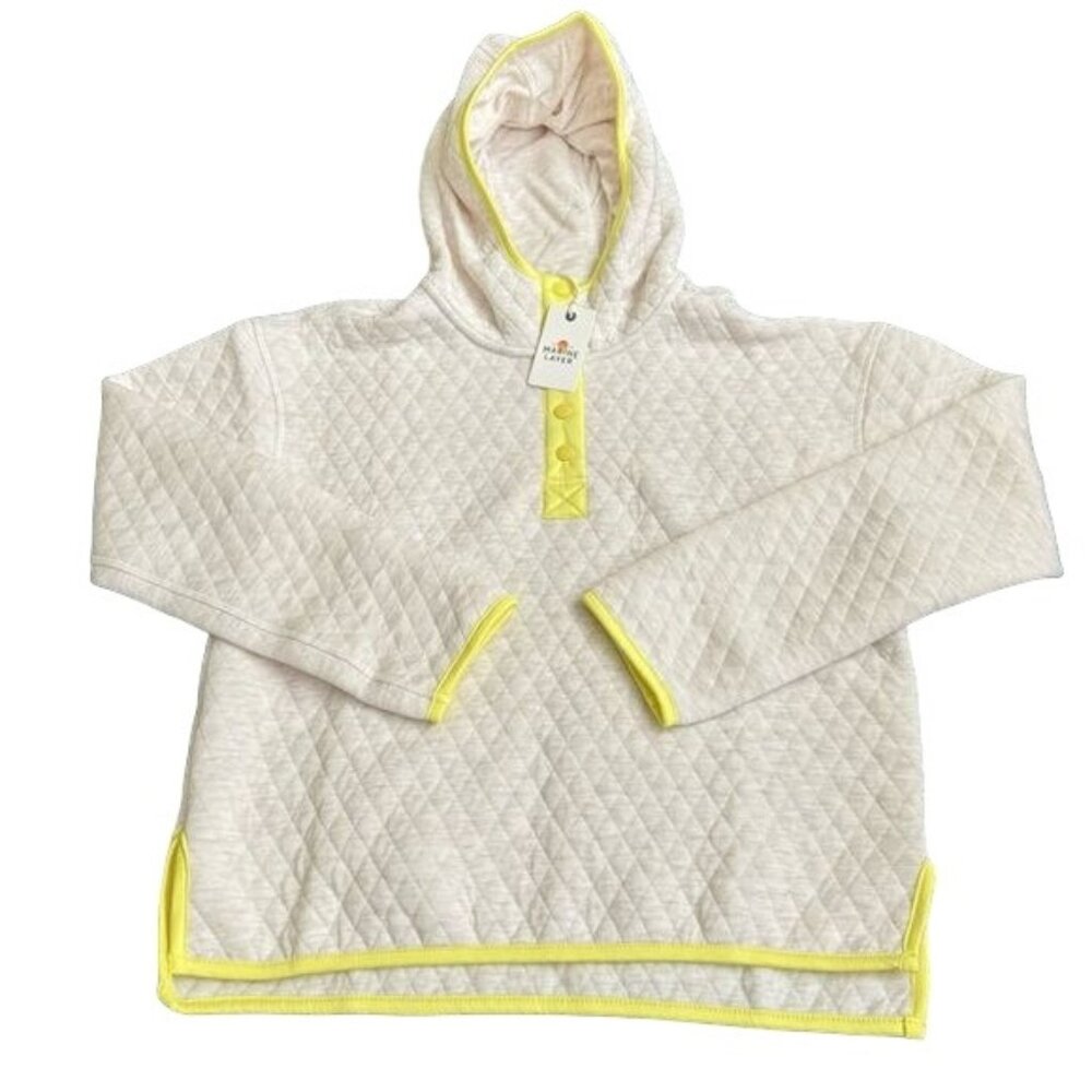 Marine Layer corbet snap hoodie oatmeal quilted size XS womens soft sweatshirt‎